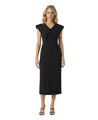 Modenaire Women's Wide Collar Midi Sheath Dress