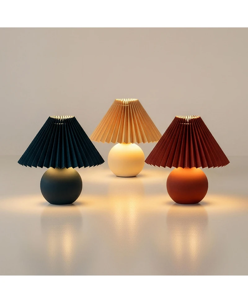 Brightech Serena Ceramic Led Table Lamp with Pleated Drum Shade