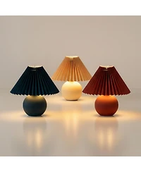 Brightech Serena Ceramic Led Table Lamp with Pleated Drum Shade