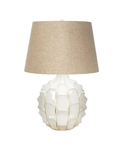Possini Euro Design Cosgrove Modern Mid Century Table Lamp 26 1/2" High Glazed Ceramic with Table Top Dimmer Linen Drum for Bedroom