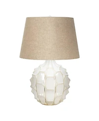 Possini Euro Design Cosgrove Modern Mid Century Table Lamp 26 1/2" High Glazed Ceramic with Table Top Dimmer Linen Drum for Bedroom