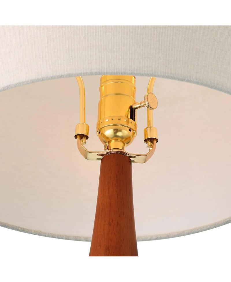 360 Lighting Andi 25" High Mid Century Modern 3-Way Table Lamp Ceramic Wood Single Shade Living Room Bedroom