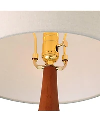 360 Lighting Andi 25" High Mid Century Modern 3-Way Table Lamp Ceramic Wood Single Shade Living Room Bedroom