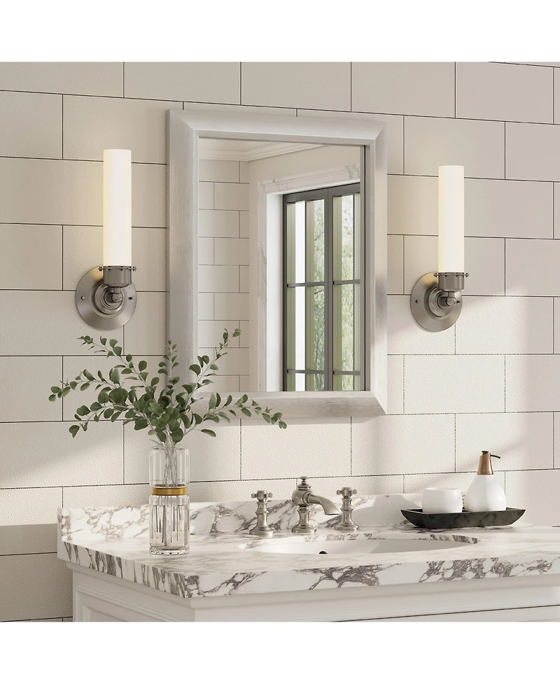 Apmir 16" x 20" Inch Thick Metal Framed Wall Mirrors for Bedroom, Rectangle Wall-Mounted Mirrors in Brushed Silver