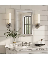 Apmir 16" x 20" Inch Thick Metal Framed Wall Mirrors for Bedroom, Rectangle Wall-Mounted Mirrors in Brushed Silver