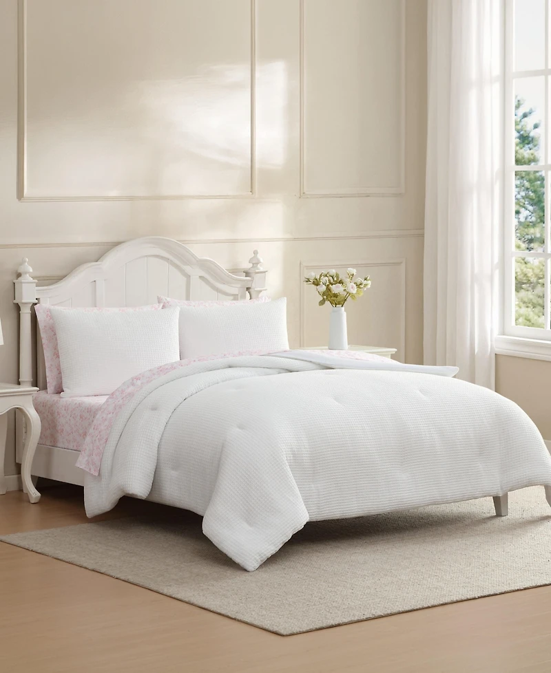 Laura Ashley Waffle Solid 7-Pc. Comforter Set
