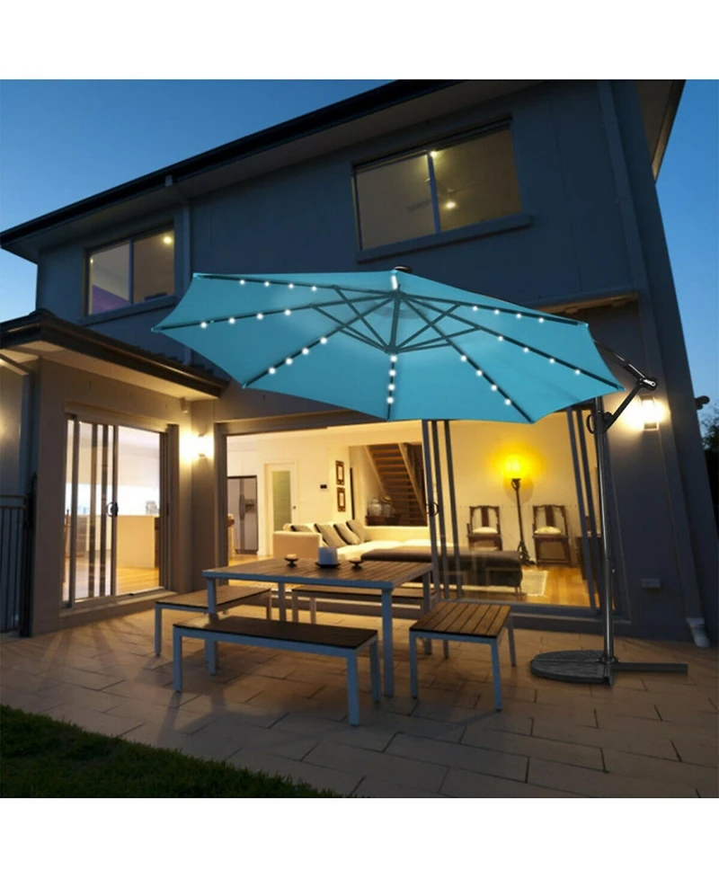 Clihome 10ft 360degree(s) Rotation Solar Led Patio Offset Umbrella (Weight Base Not Included)