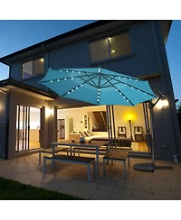 Clihome 10ft 360degree(s) Rotation Solar Led Patio Offset Umbrella (Weight Base Not Included)