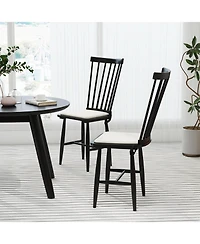 Slickblue Farmhouse Windsor Dining Chairs Set of 2 with Seat Cushions