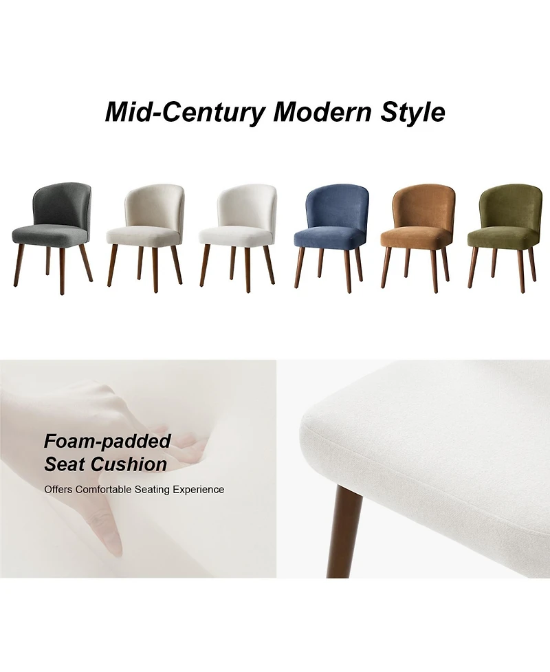 Hulala Home Davia Mid-Century Modern Upholstered Dining Chair with Solid Wood Leg