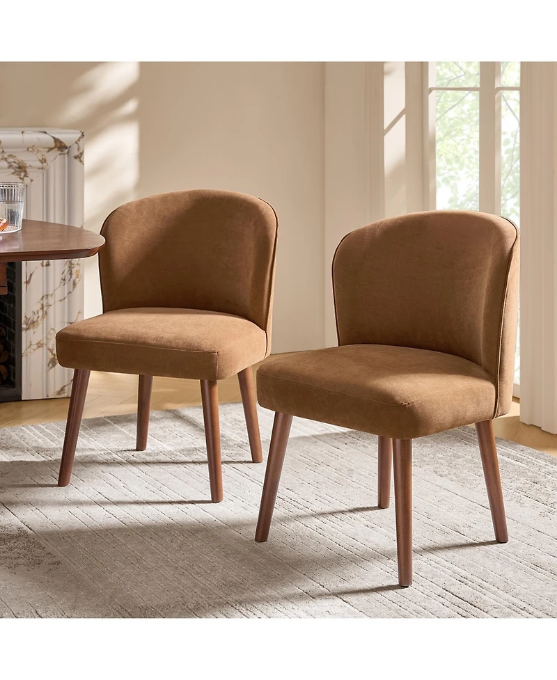 Hulala Home Davia Mid-Century Modern Upholstered Dining Chair with Solid Wood Leg