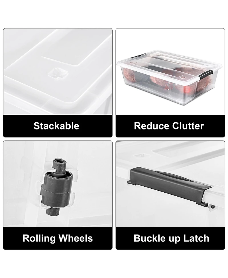 Sorbus Clear Plastic 40qt Underbed Storage Containers with Wheels