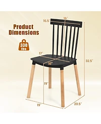 Slickblue Wooden Windsor Dining Chairs Set of 4 with Spindle Backrest and Ergonomic Curved Seat