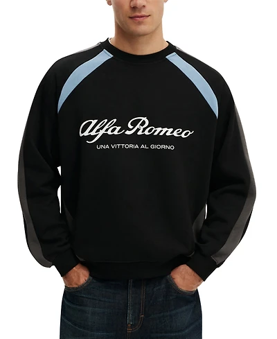 Cotton On Men's Modern Box-Fit Alfa Romeo Long-Sleeve Sweatshirt