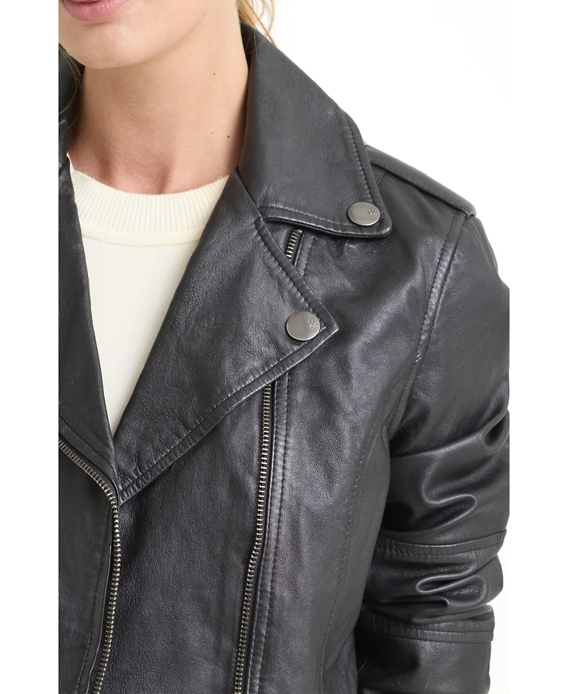 Velez Women's Biker Jacket Leather With Epaulets