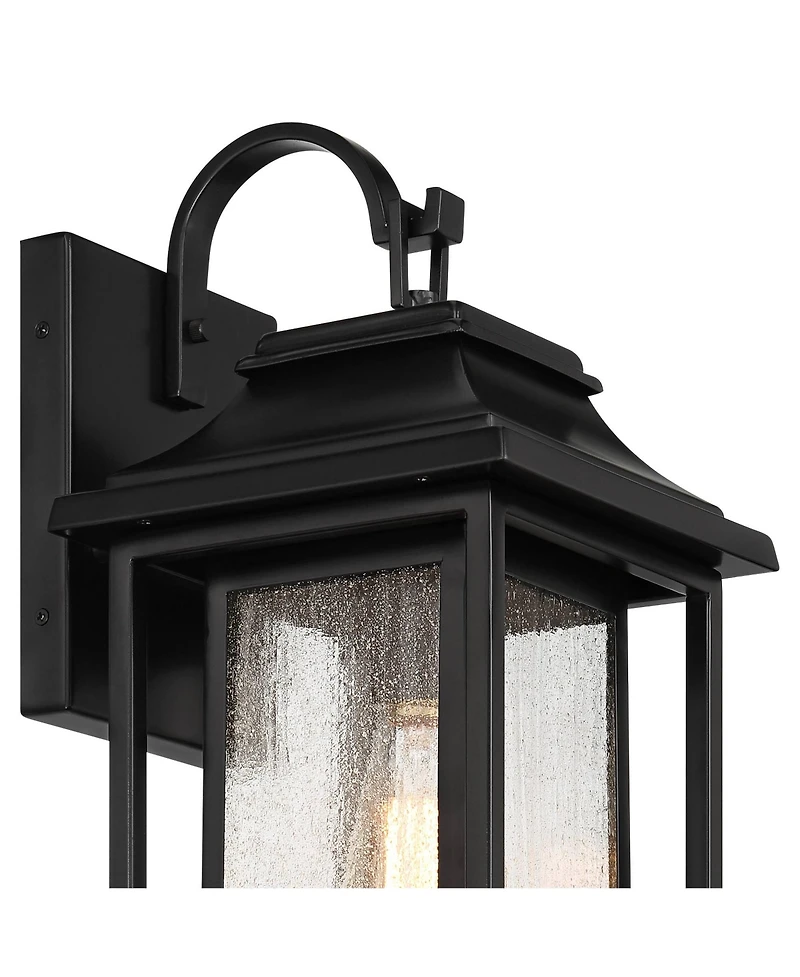 John Timberland Cecile 18 1/4" High Mission Framed Box Outdoor Wall Light Fixture Mount Porch House Waterproof Shiny Black
