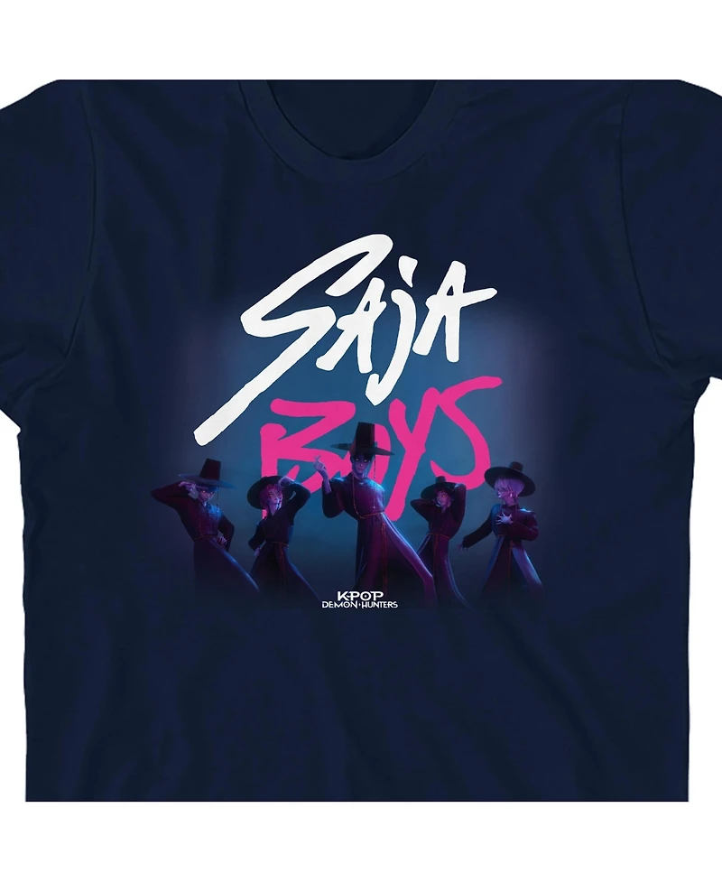 KPop Demon Hunters Saja Boys Text Logo Youth Boy Short Sleeve Tee