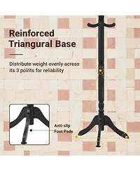 Yigii Solid Wood Coat Rack Freestanding Hall Tree 3 Adjustable Heights 11 Hooks Rubber Frame Entryway Hanger Stand