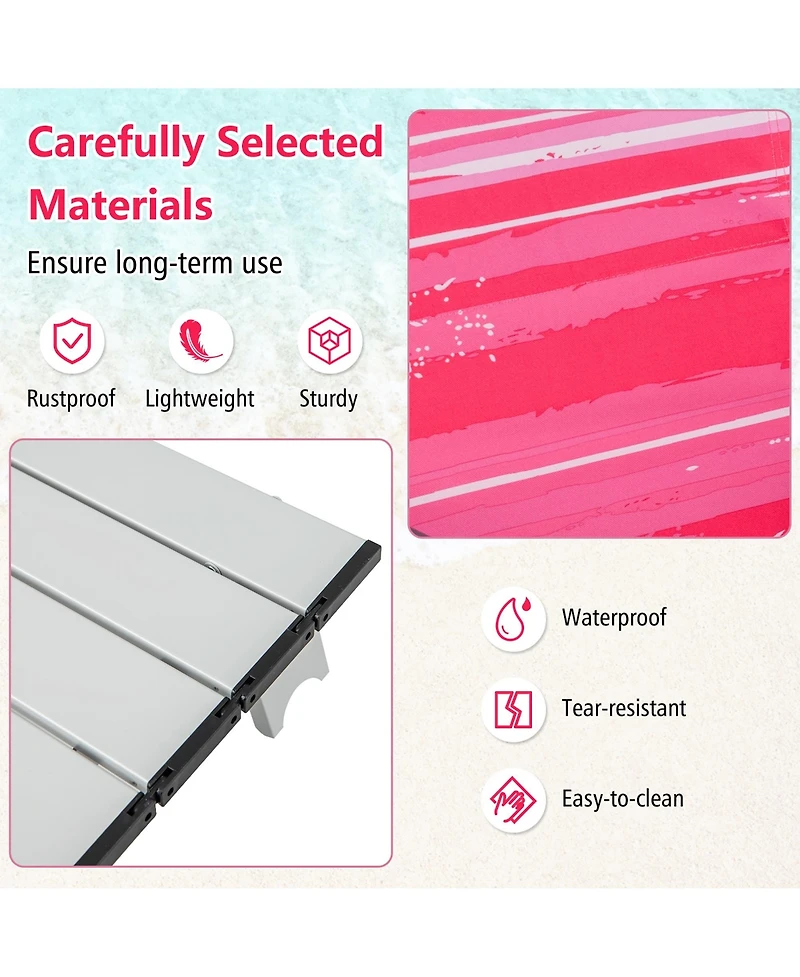 Gymax 2PCS Folding Backpack Beach Chair Table Set 5-Position Outdoor Reclining Chair Hot