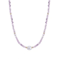 The Lovery Amethyst Bead Pearl Necklace 14K Gold