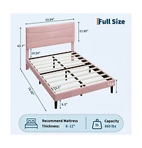 gaomon Upholstered Platform Bed Frame with Headboard - Mdf and Wood Slat Support, Quiet, Easy Assembly