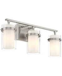 Possini Euro Design Kazran Modern Wall Light Brushed Nickel Hardwire 21 1/4" 3-Light Fixture Frosted Glass for Mirror Vanity