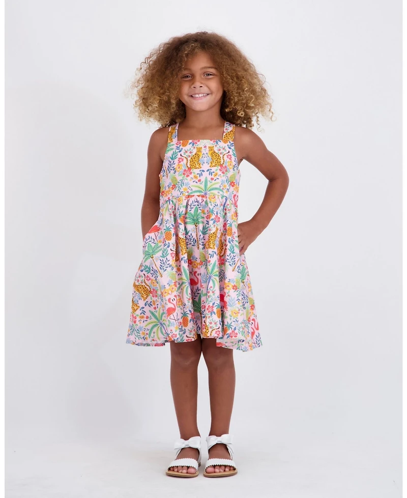 Andy & Evan Toddler Girls Cheetah Textured Poplin Dress