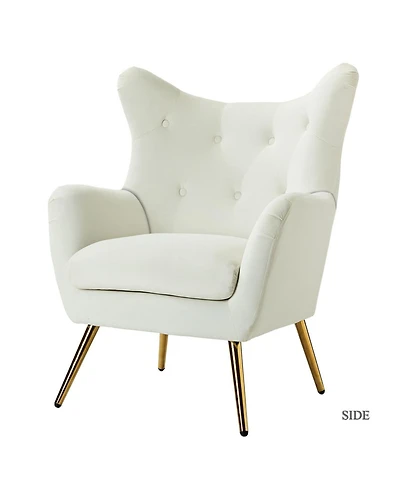 Hulala Home Avianna Wide Tufted Velvet Wingback Chair