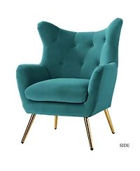 Hulala Home Avianna Wide Tufted Velvet Wingback Chair