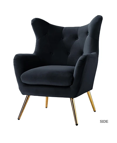 Hulala Home Avianna Wide Tufted Velvet Wingback Chair