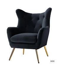 Hulala Home Avianna Wide Tufted Velvet Wingback Chair