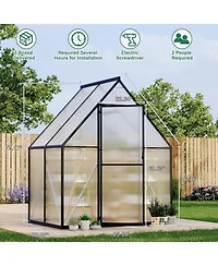 gaomon 6'X4' Aluminum-Framed Polycarbonate Greenhouse, Heavy Duty Greenhouse with Quick Setup Structure and Roof Vent