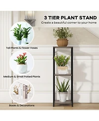 Gymax 3 Tier Tall Metal Plant Stand Corner Plant Holder with Metal Frame