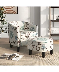 Slickblue Upholstered Fabric Tub Chair with Ottoman Set, Modern Accent Chair for Living Room