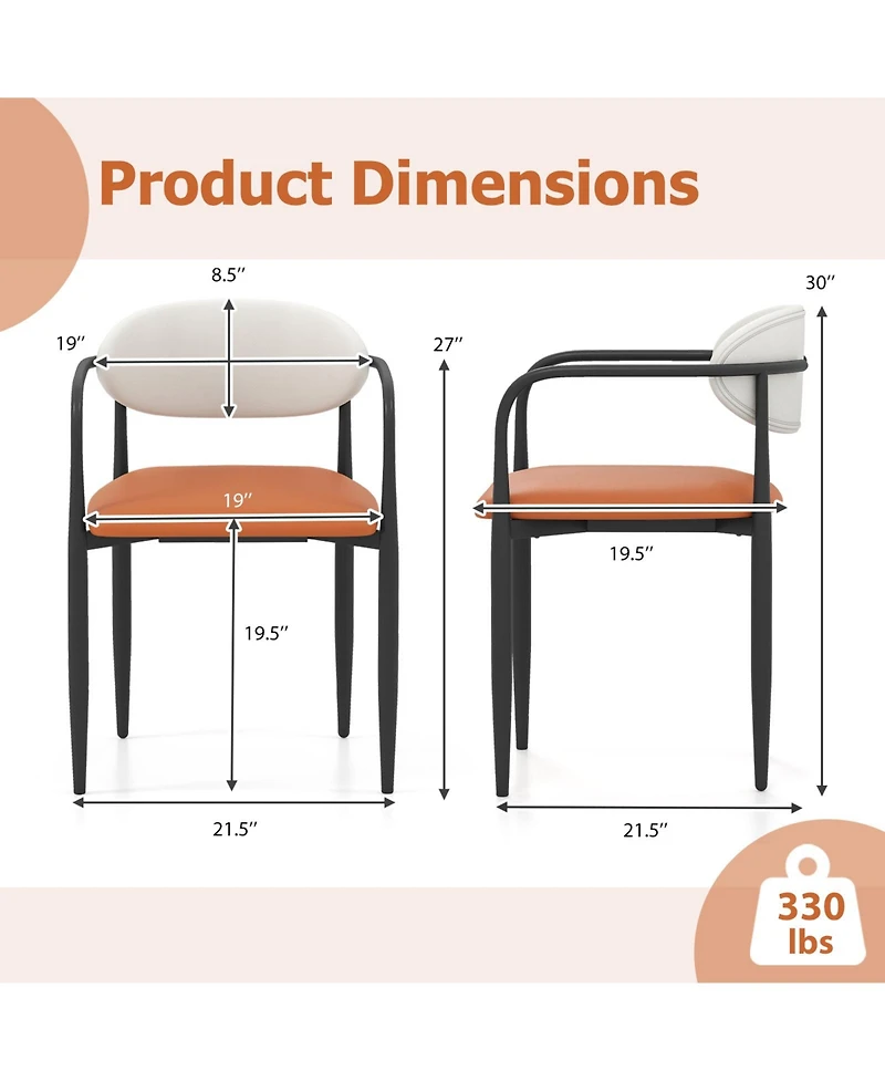 Slickblue Set of 2 Dining Chairs with Cushioned Seat and Curved Back