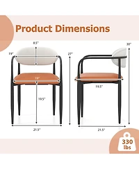 Slickblue Set of 2 Dining Chairs with Cushioned Seat and Curved Back