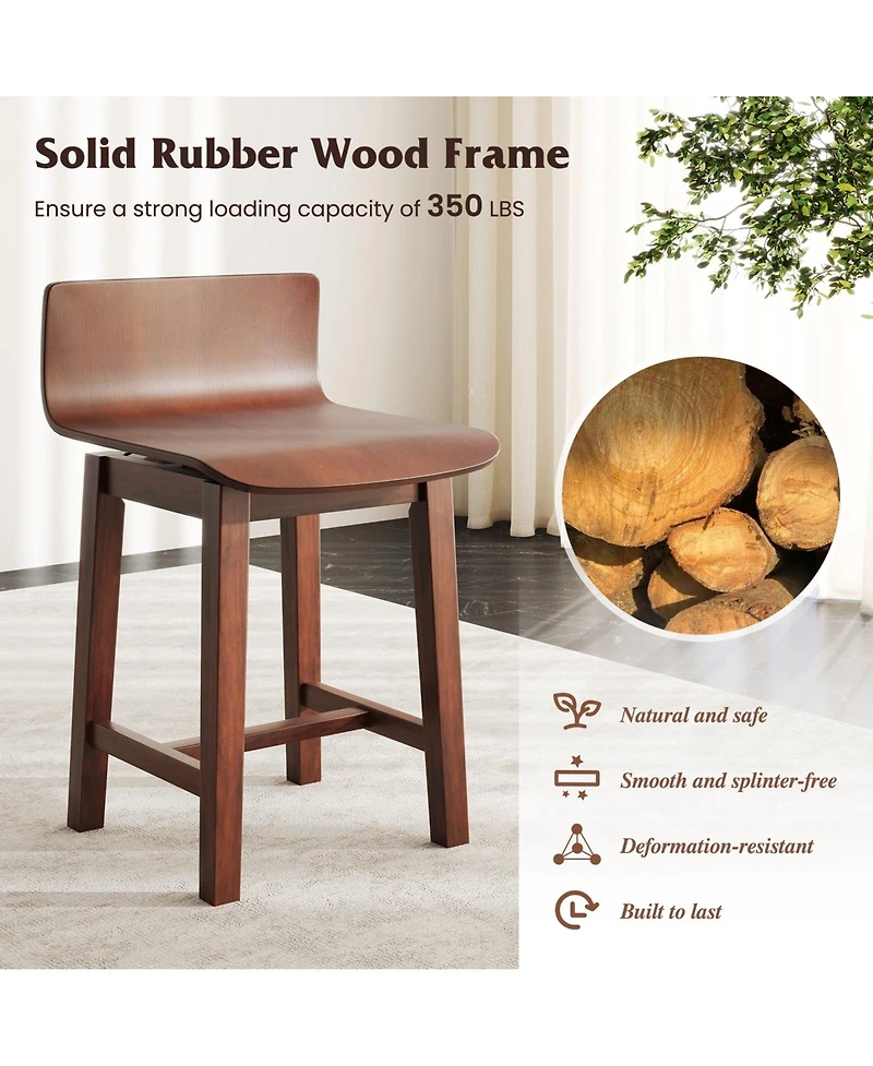 Slickblue Set of 2 Swivel Dining Chairs with Low Backrest and Ergonomic Curved Seat