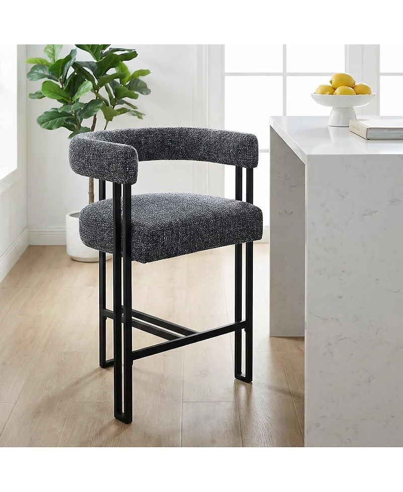 Maison Boucle 24" Upholstered Counter Height Stools Set of 6, Kitchen Counter