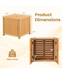 Sugift Acacia Wood 2-in-1 Outdoor Side Table with Hidden Storage