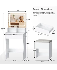 Dyhome Makeup Vanity Desk with Rgb Lighting, Power Outlet and Led Mirror