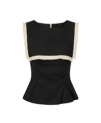Modenaire Women's Sleeveless Ruffle-Trim Peplum Top