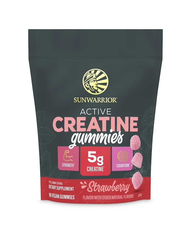 Sunwarrior Active Creatine Gummies Strawberry 5g Creatine 90 Count