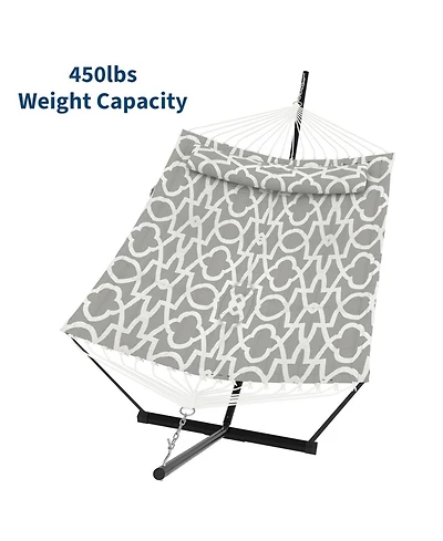 gaomon Portable Double Hammock with Stand for Outdoor Patio, Garden, Beach, Backyard
