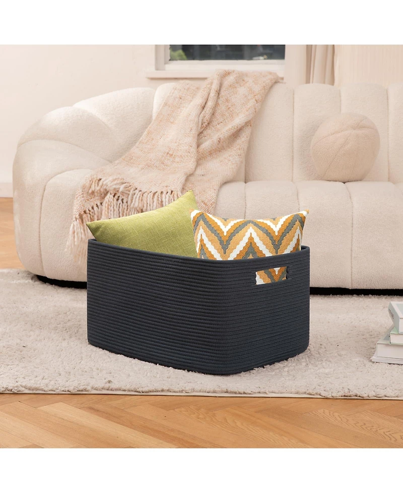 Gnuadz Large Woven Cotton Rope Storage Basket with Handle Gift