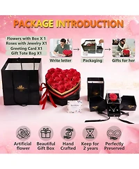 Gnuadz Forever Flowers Box Preserved Roses Jewelry Set Couple Mother Gift