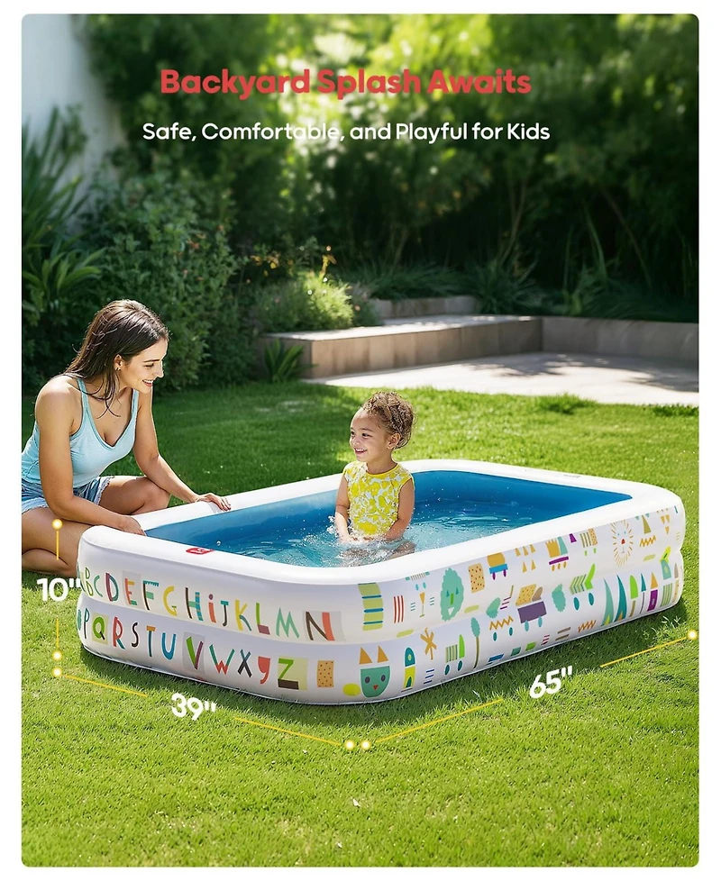 Gnuadz Inflatable Kiddie Pool Ball Pit Educational Alphabet Number Soft Floor Fun