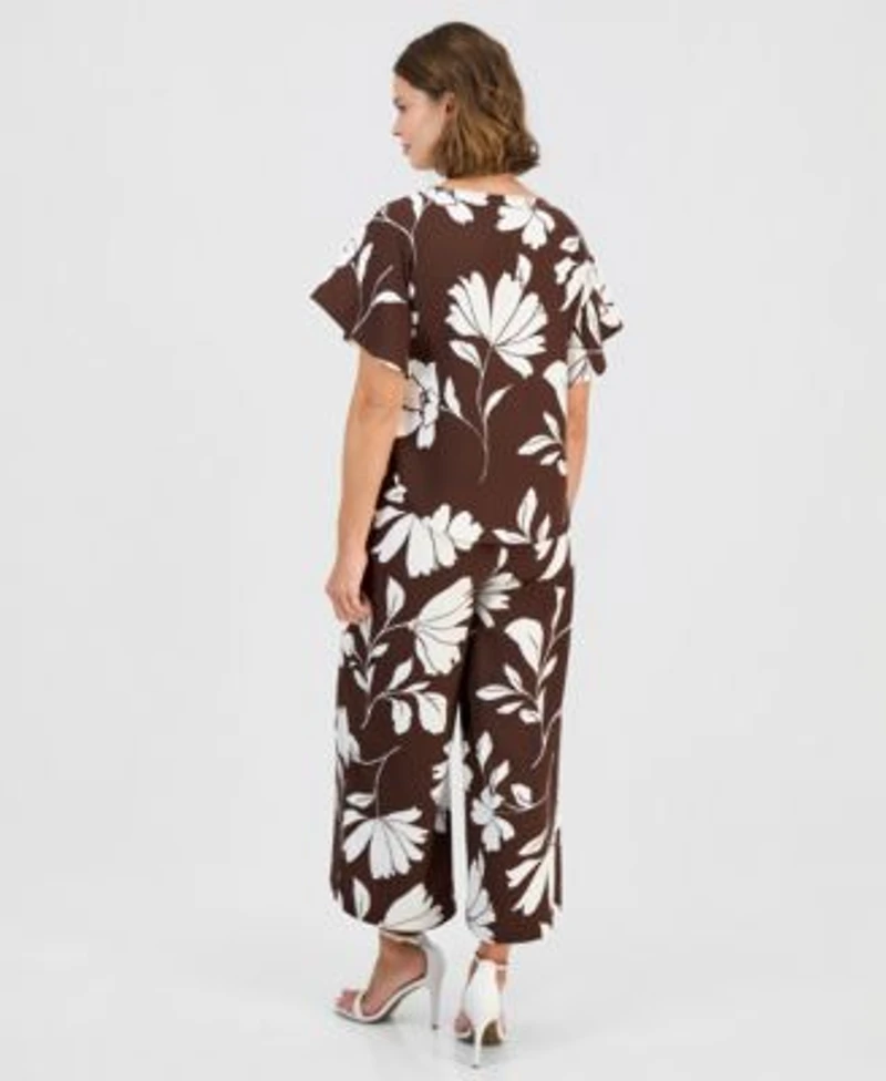 Anne Klein Flutter Sleeve Top Wide Leg Pants