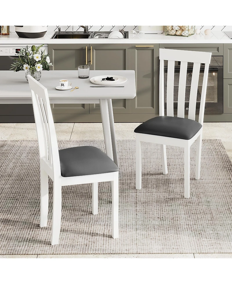 Slickblue Wooden Kitchen Dining Chairs Set of 2 with Upholstered Seat