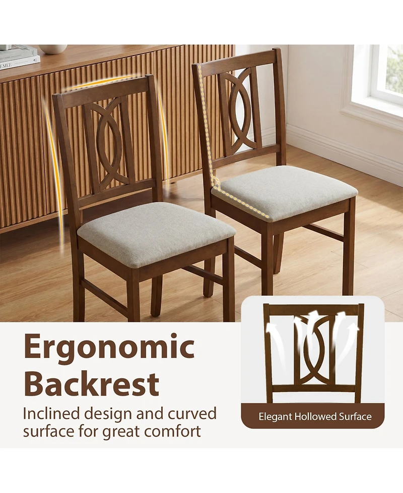 Slickblue Dining Chairs Set of 2 Wood Frame with Hollow Back Design