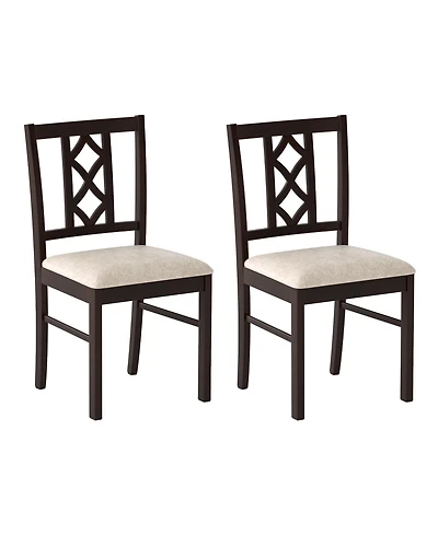 Slickblue Rubber Wood Dining Room Chairs Set of 2 Hollow Back Design